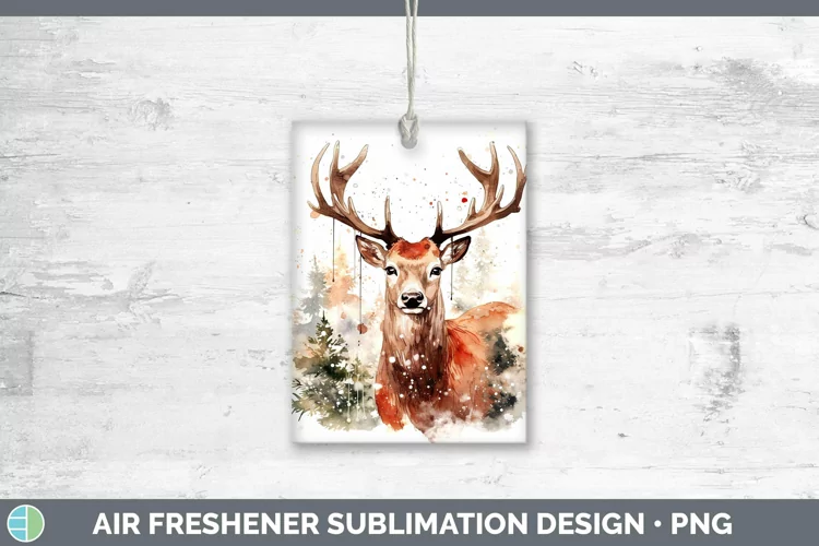 Watercolor Christmas Reindeer Air Freshener Sublimation Car