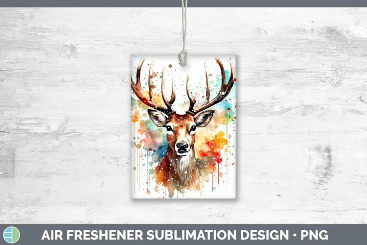 Watercolor Christmas Reindeer Air Freshener Sublimation Car