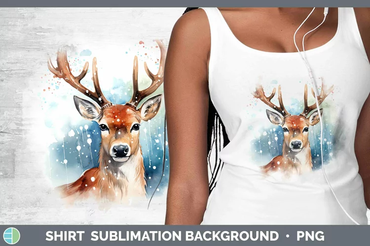 Watercolor Christmas Reindeer Shirt Sublimation Sublimation