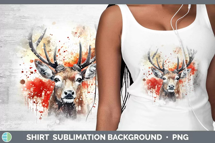 Watercolor Christmas Reindeer Shirt Sublimation Sublimation