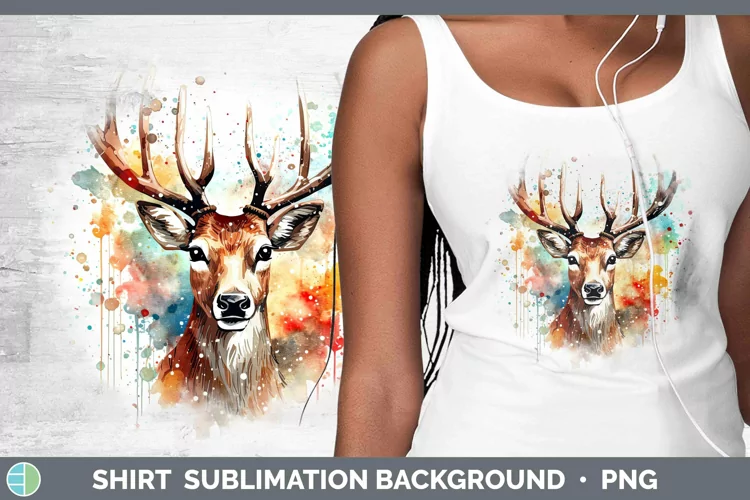 Watercolor Christmas Reindeer Shirt Sublimation Sublimation