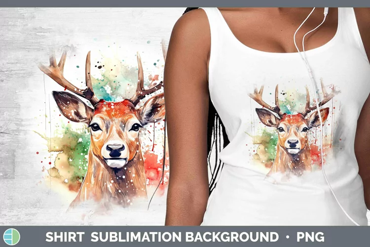 Watercolor Christmas Reindeer Shirt Sublimation Sublimation