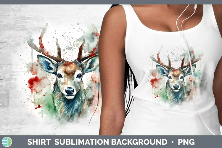Watercolor Christmas Reindeer Shirt Sublimation Sublimation