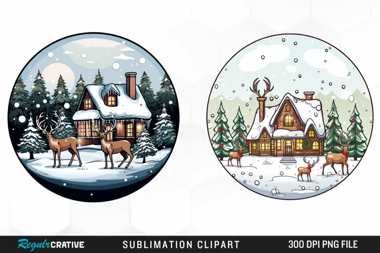 Watercolor Christmas Round House PNG Clipart