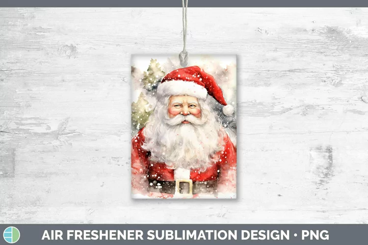 Watercolor Christmas Santa Air Freshener Sublimation Car Fre