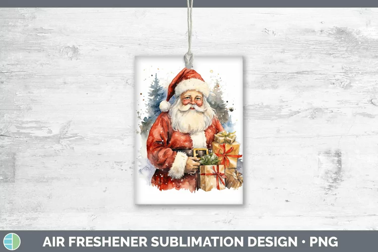 Watercolor Christmas Santa Gifts Air Freshener Sublimation C