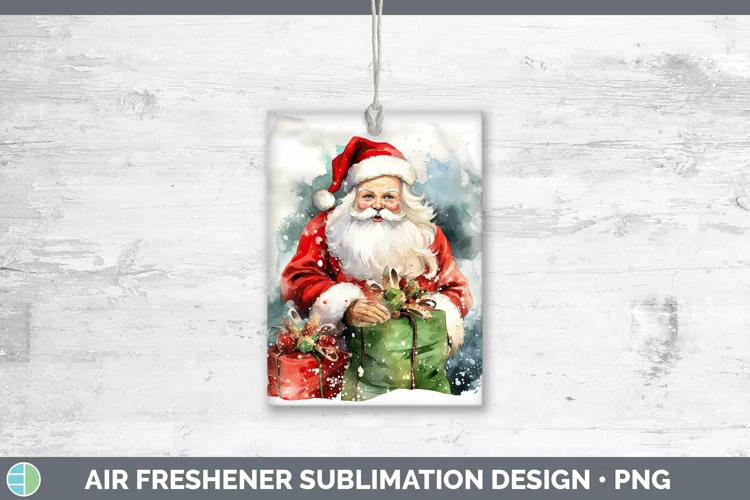 Watercolor Christmas Santa Gifts Air Freshener Sublimation C