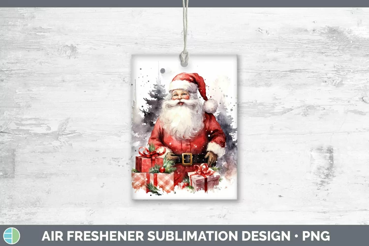 Watercolor Christmas Santa Gifts Air Freshener Sublimation C