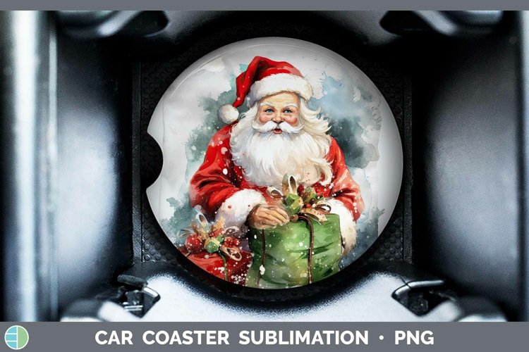 Watercolor Christmas Santa Gifts Car Coaster Sublimation Coa