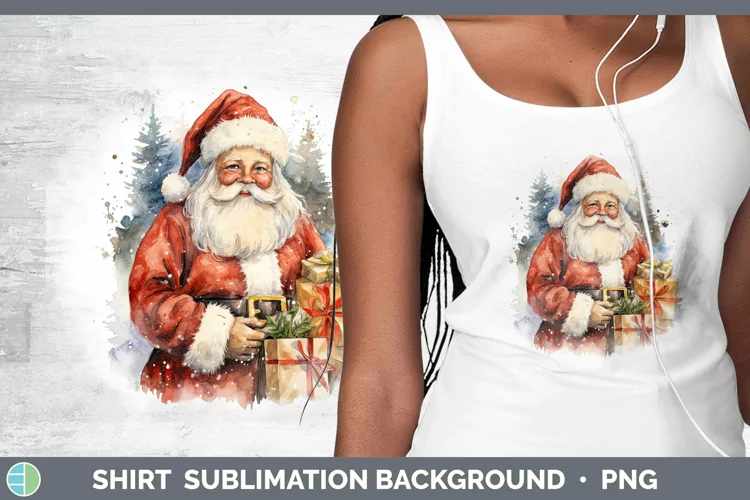 Watercolor Christmas Santa Gifts Shirt Sublimation Sublimati