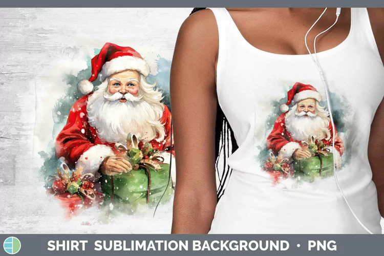 Watercolor Christmas Santa Gifts Shirt Sublimation Sublimati