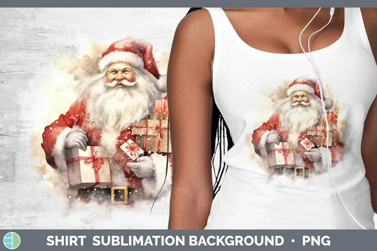 Watercolor Christmas Santa Gifts Shirt Sublimation Sublimati