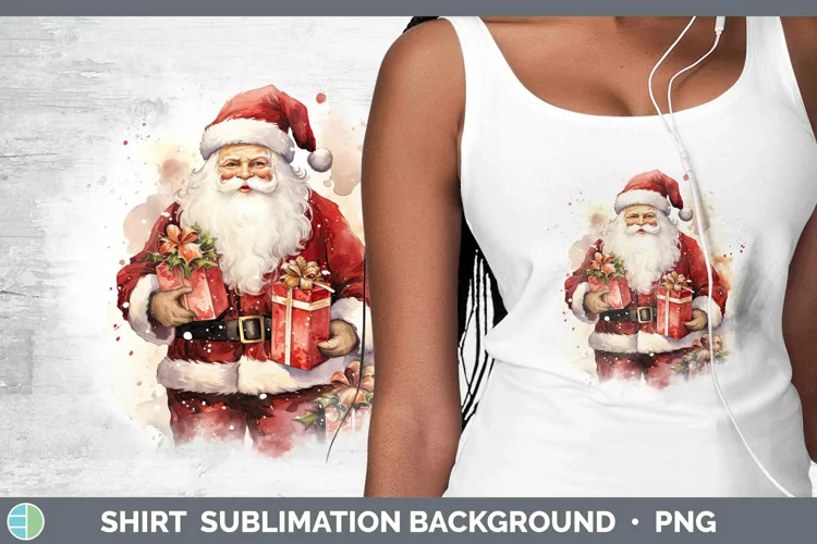 Watercolor Christmas Santa Gifts Shirt Sublimation Sublimati