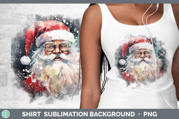 Watercolor Christmas Santa Shirt Sublimation Sublimation Bac