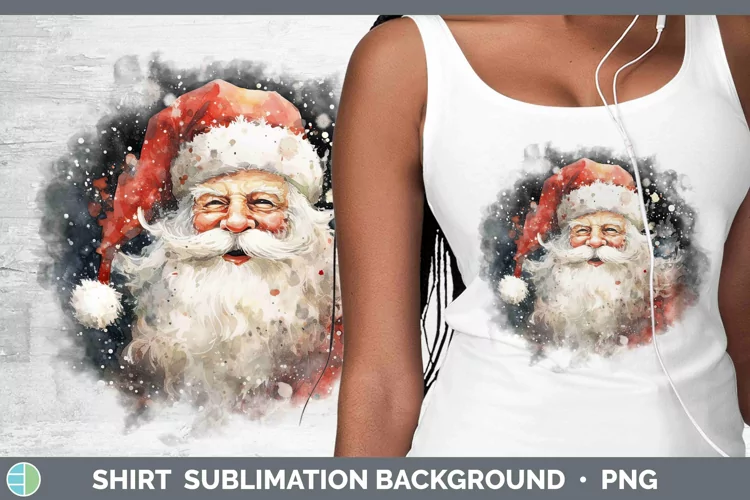 Watercolor Christmas Santa Shirt Sublimation Sublimation Bac