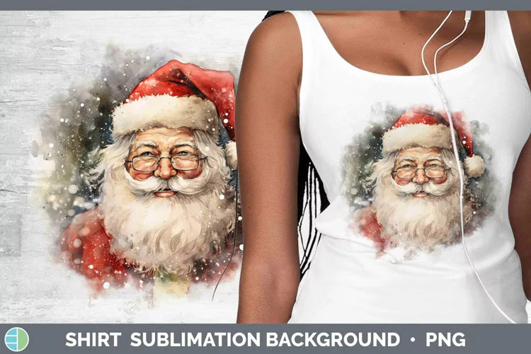 Watercolor Christmas Santa Shirt Sublimation Sublimation Bac
