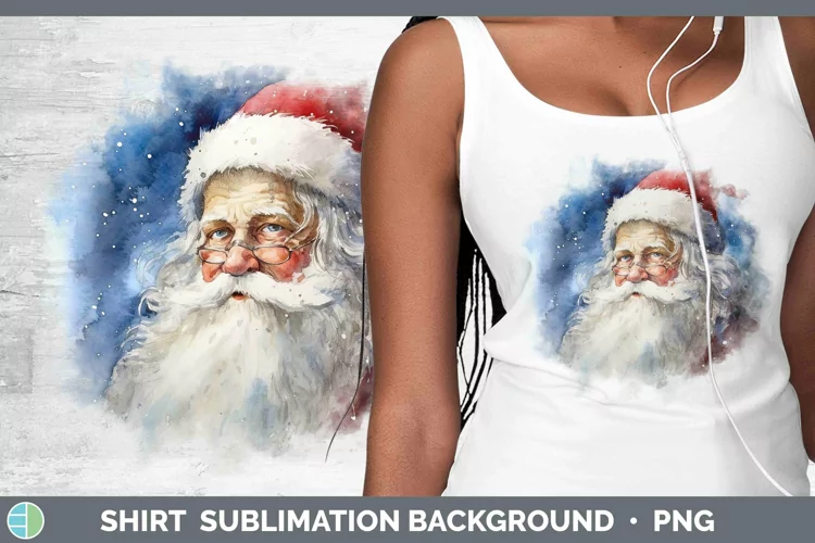 Watercolor Christmas Santa Shirt Sublimation Sublimation Bac