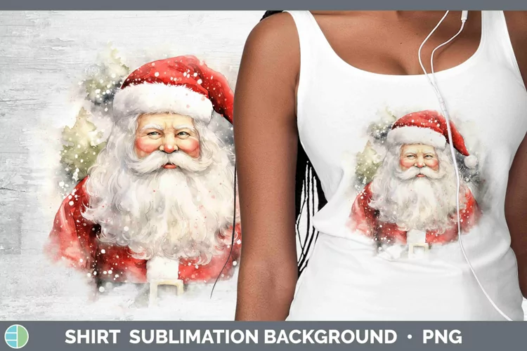 Watercolor Christmas Santa Shirt Sublimation Sublimation Bac