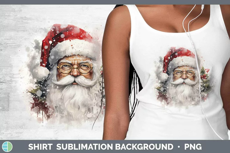 Watercolor Christmas Santa Shirt Sublimation Sublimation Bac