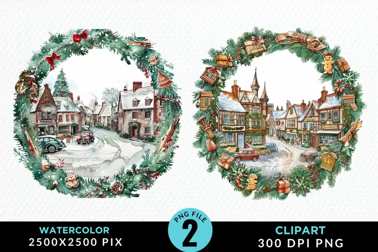 Watercolor Christmas Scenery Exquisite Clipart
