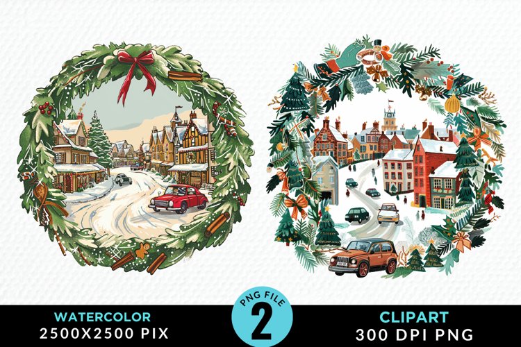 Watercolor Christmas Scenery Artwork Clipart