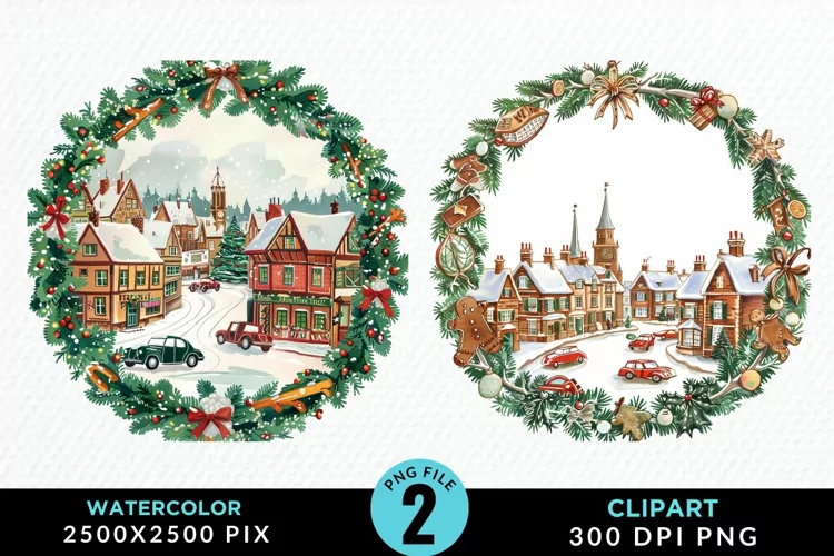 Watercolor Christmas Scenery Artwork Clipart
