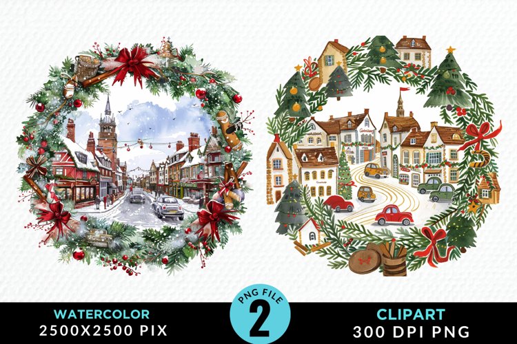 Watercolor Christmas Scenery Exquisite Clipart