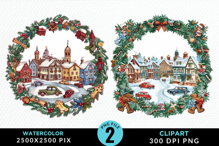 Watercolor Christmas Scenery Artwork Clipart