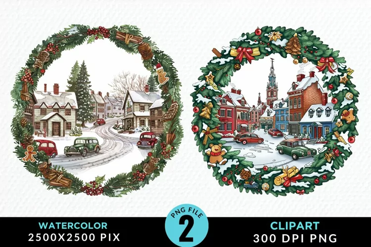 Watercolor Christmas Scenery Artwork Clipart