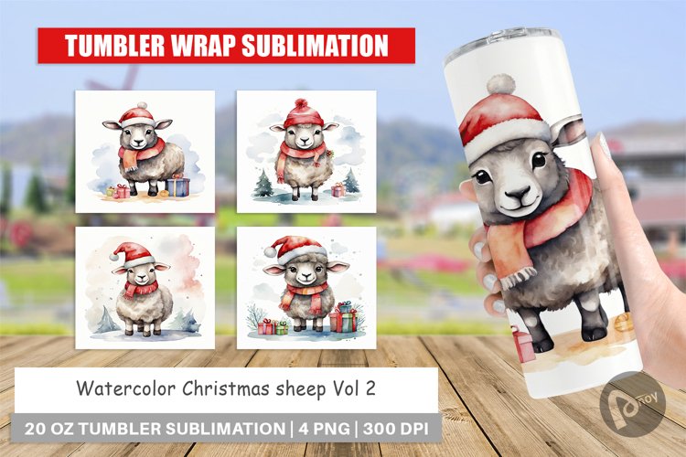 Tumbler Wrap Watercolor Christmas sheep