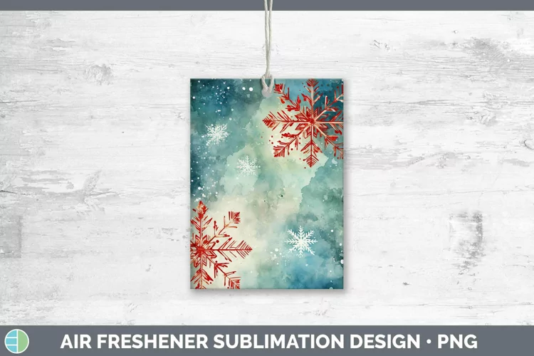 Watercolor Christmas Snowflakes Air Freshener Sublimation Ca