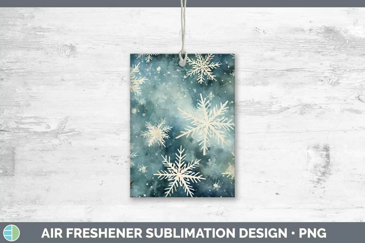 Watercolor Christmas Snowflakes Air Freshener Sublimation Ca