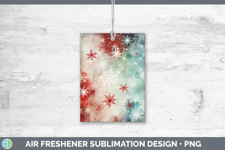 Watercolor Christmas Snowflakes Air Freshener Sublimation Ca