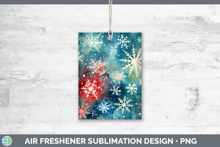 Watercolor Christmas Snowflakes Air Freshener Sublimation Ca
