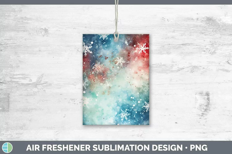 Watercolor Christmas Snowflakes Air Freshener Sublimation Ca