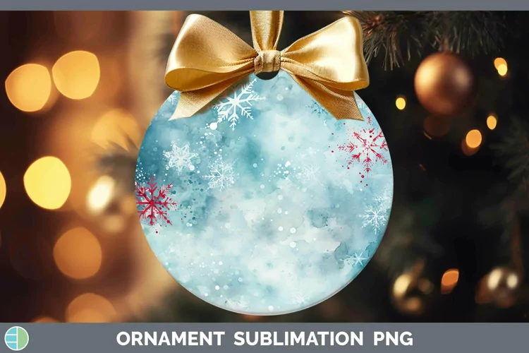 Watercolor Christmas Snowflakes Ornament Sublimation Bauble