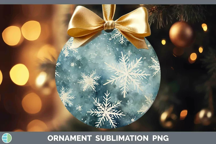 Watercolor Christmas Snowflakes Ornament Sublimation Bauble