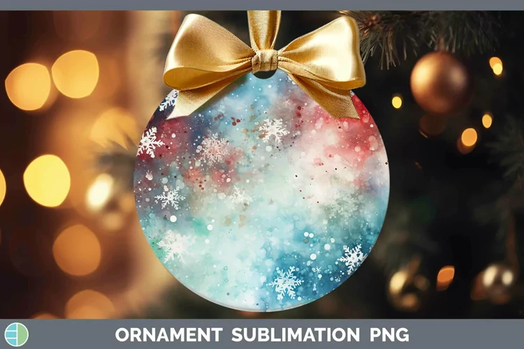 Watercolor Christmas Snowflakes Ornament Sublimation Bauble