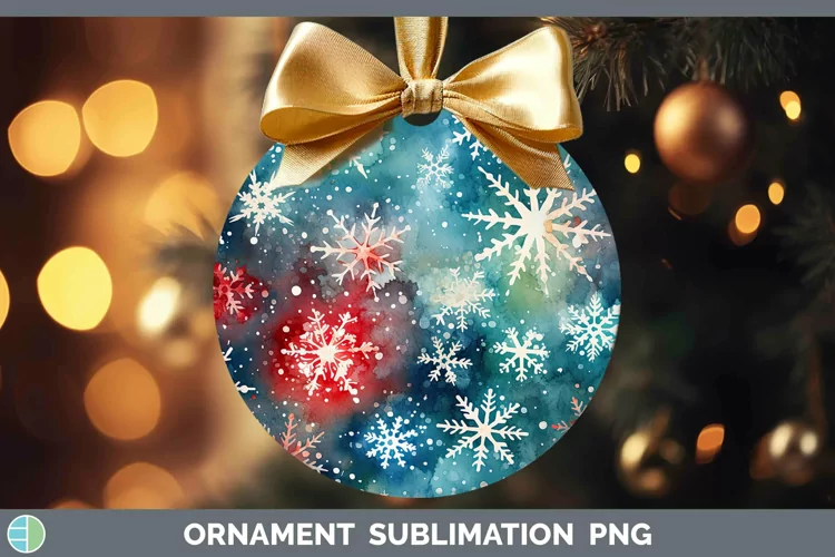 Watercolor Christmas Snowflakes Ornament Sublimation Bauble