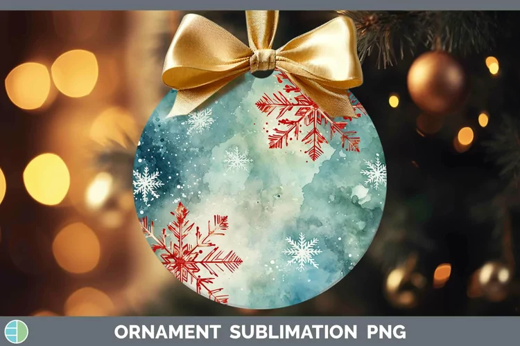 Watercolor Christmas Snowflakes Ornament Sublimation Bauble