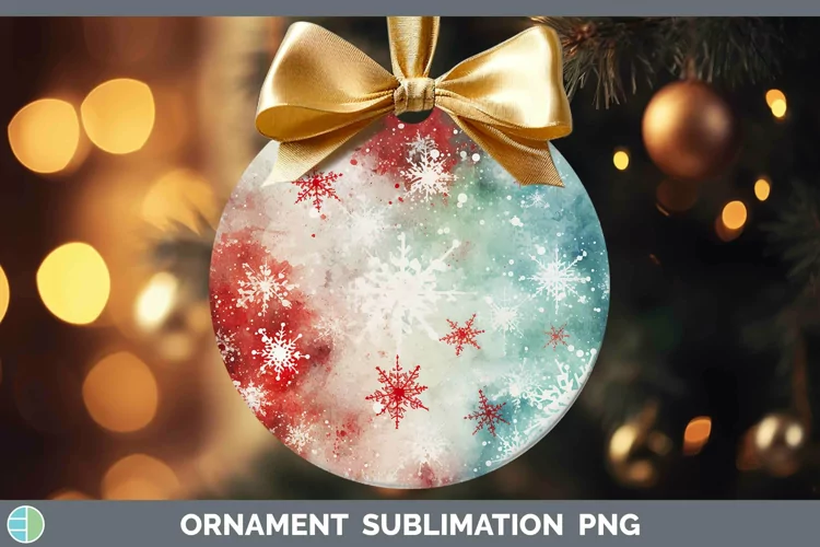 Watercolor Christmas Snowflakes Ornament Sublimation Bauble