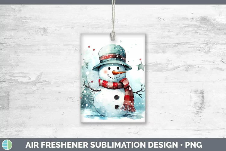 Watercolor Christmas Snowman Air Freshener Sublimation Car F