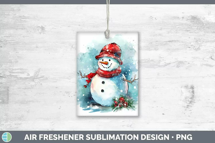 Watercolor Christmas Snowman Air Freshener Sublimation Car F