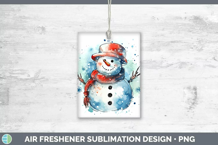 Watercolor Christmas Snowman Air Freshener Sublimation Car F