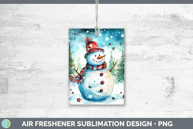 Watercolor Christmas Snowman Air Freshener Sublimation Car F