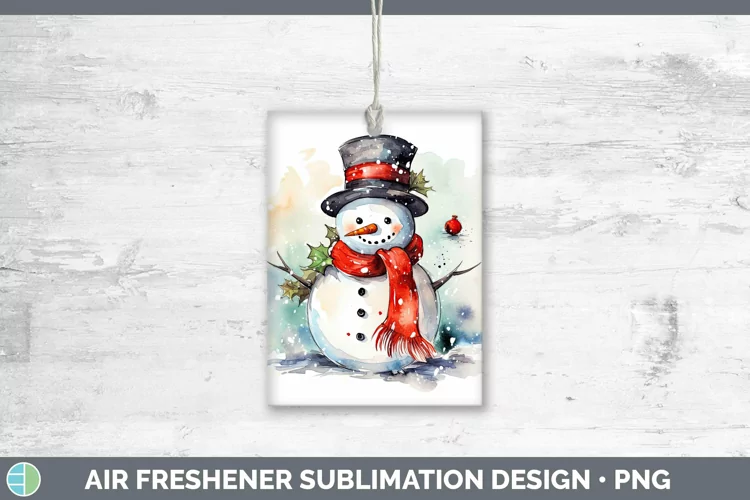 Watercolor Christmas Snowman Air Freshener Sublimation Car F