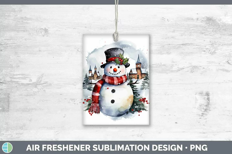 Watercolor Christmas Snowman Air Freshener Sublimation Car F
