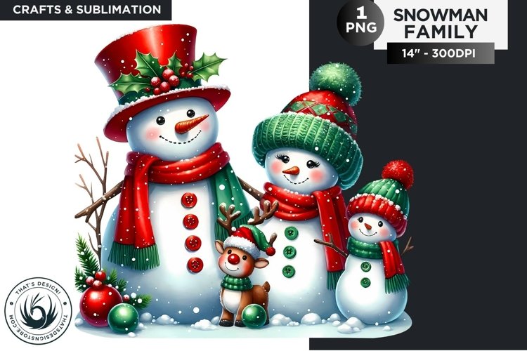 Christmas Snowman Family PNG Clipart sublimation design example image 1