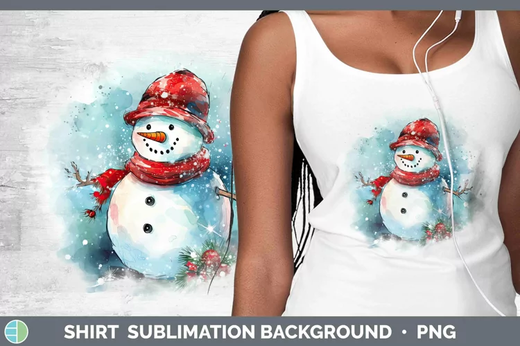 Watercolor Christmas Snowman Shirt Sublimation Sublimation B