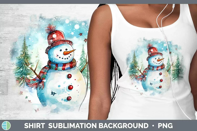 Watercolor Christmas Snowman Shirt Sublimation Sublimation B